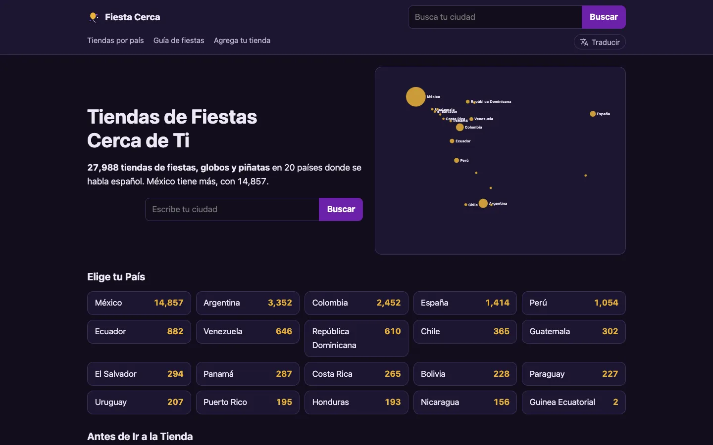 Página de inicio de Fiesta Cerca
